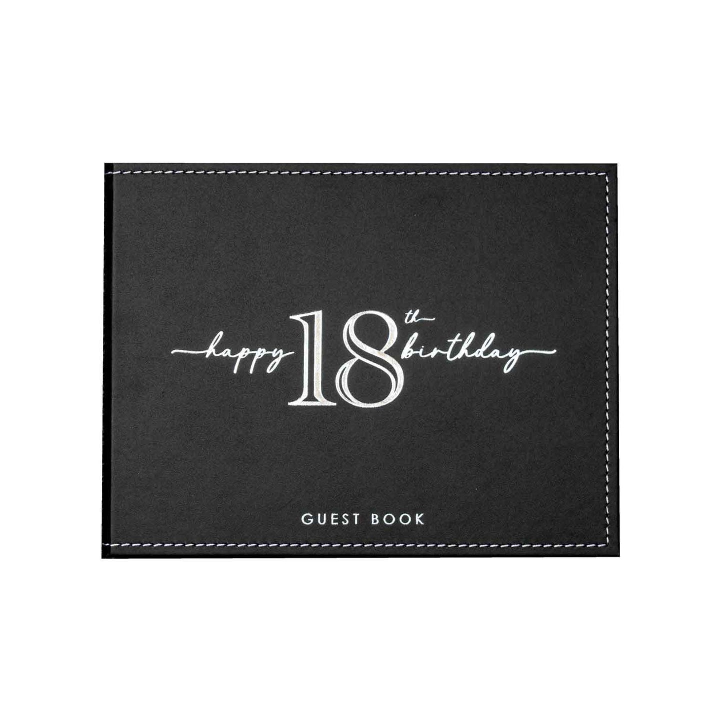 GUEST BOOK BLACK WITH SILVER WRITING 18TH BIRTHDAY