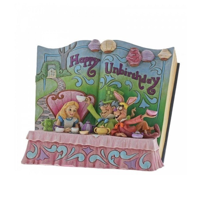 DISNEY TRADITIONS ALICE IN WONDERLAND HAPPY UNBIRTHDAY STORYBOOK 15.5CM