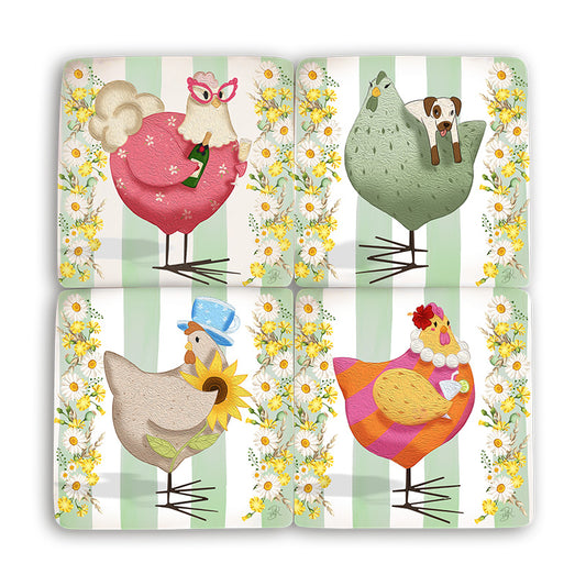 RESIN COASTER SET OF 4 'HENHOUSE'