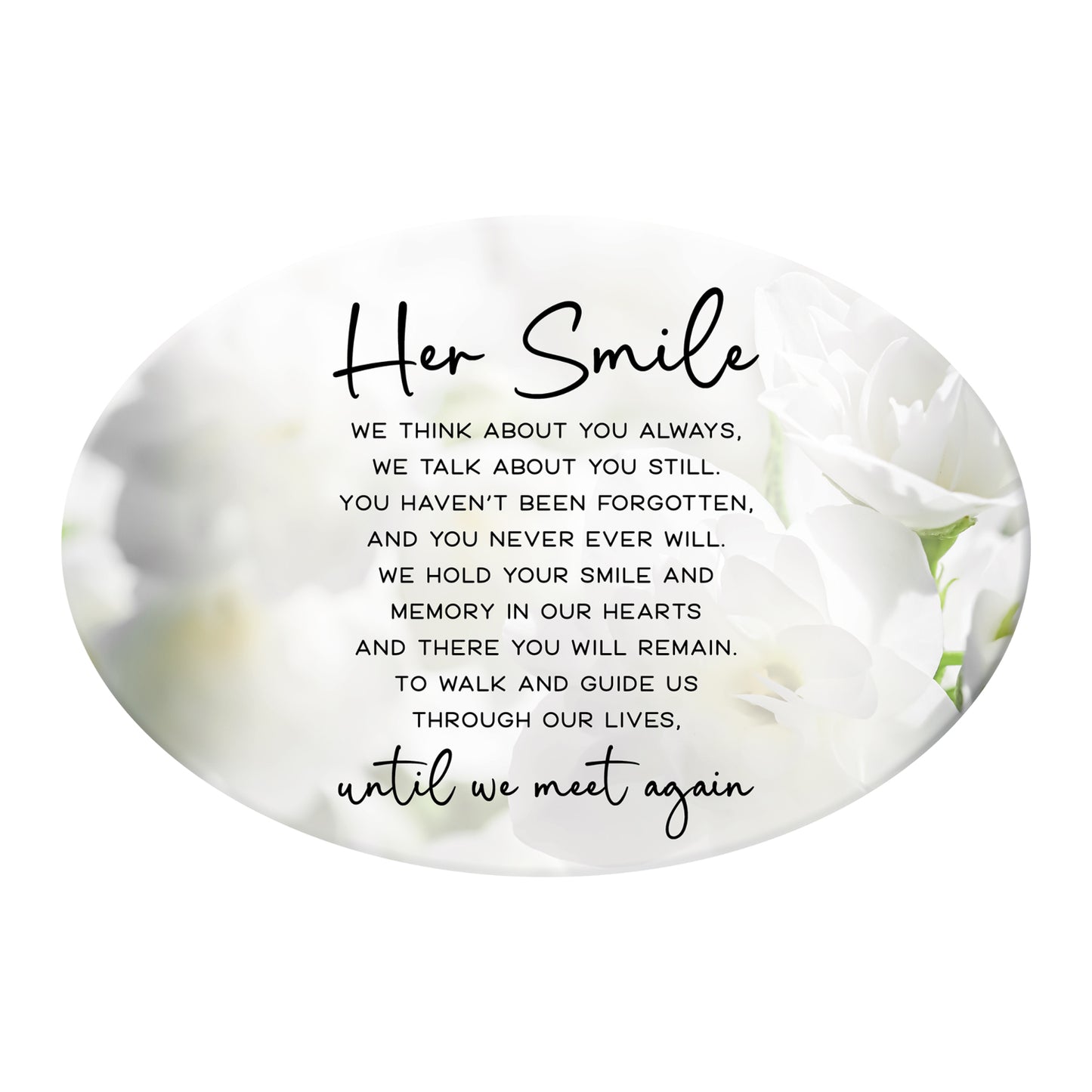 OVAL CERAMIC VERSE PLAQUE MEMORIAL HER SMILE