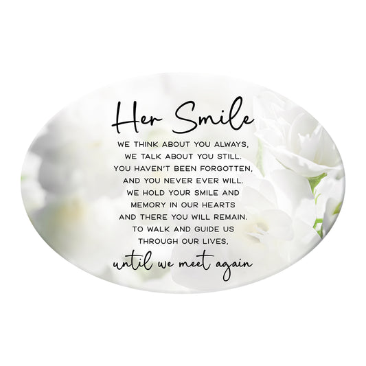 OVAL CERAMIC VERSE PLAQUE MEMORIAL HER SMILE