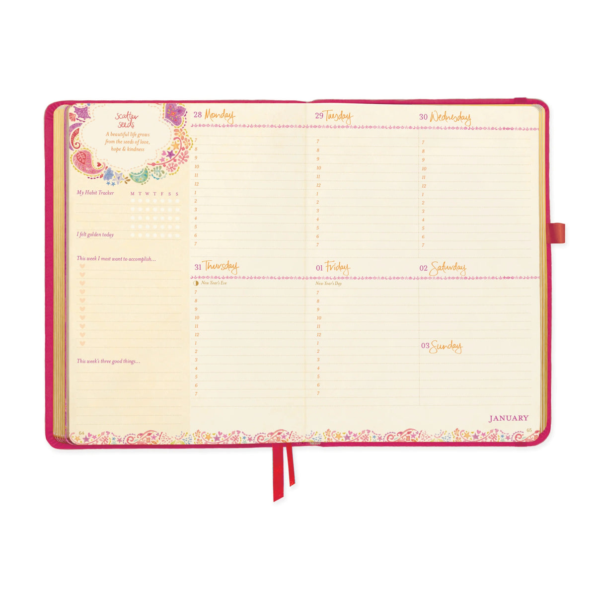 Intrinsic 2027 Diary Planner The Year To Live Brave - Radiant Ruby Red