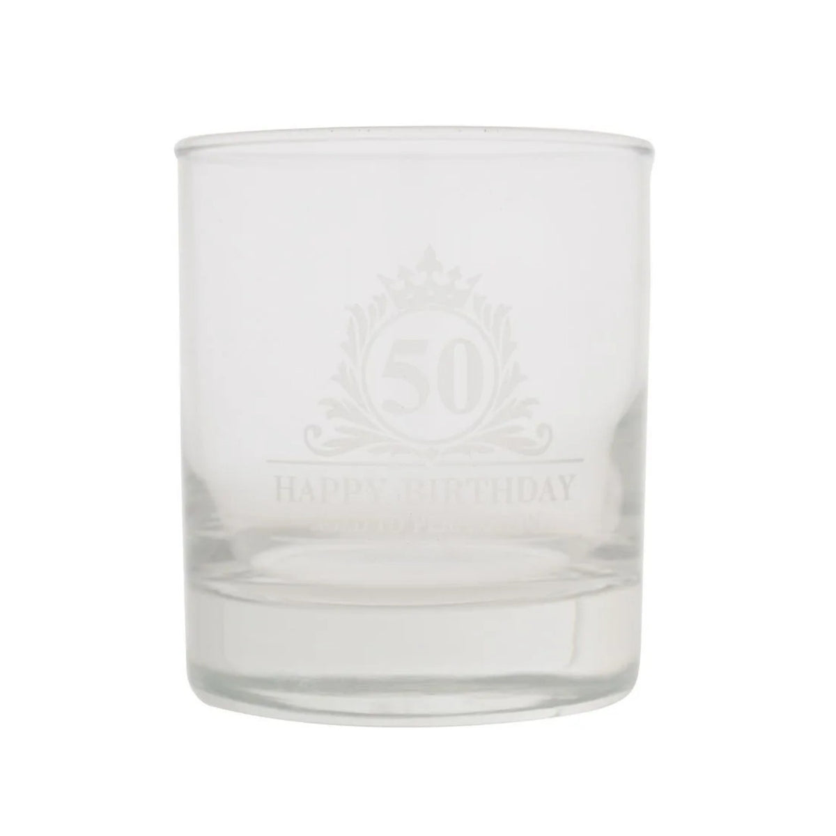 Birthday Whiskey Glass & Slate Coaster Set in Wooden Box 50th