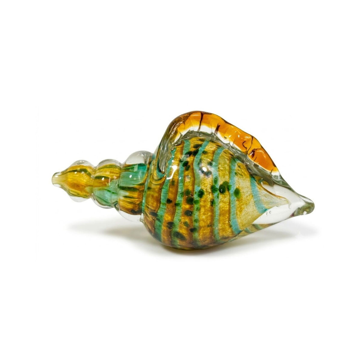 ZIBO ART GLASS TROPICAL SHELL YELLOW & GREEN