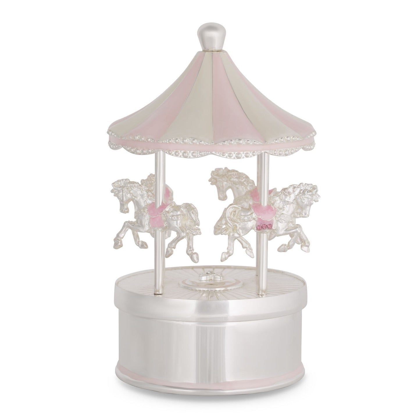 Musical Carousel 4 Horse Pink Silver, Blue & White Copy