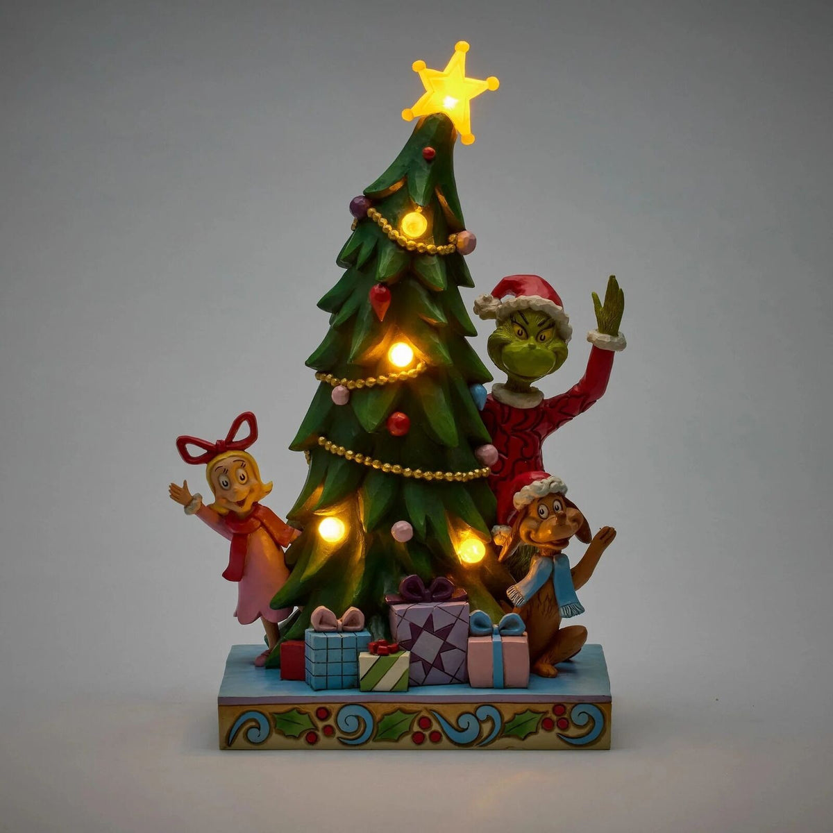 The Grinch By Jim Shore Grinch, Cindy & Max With Christmas Tree Peeking