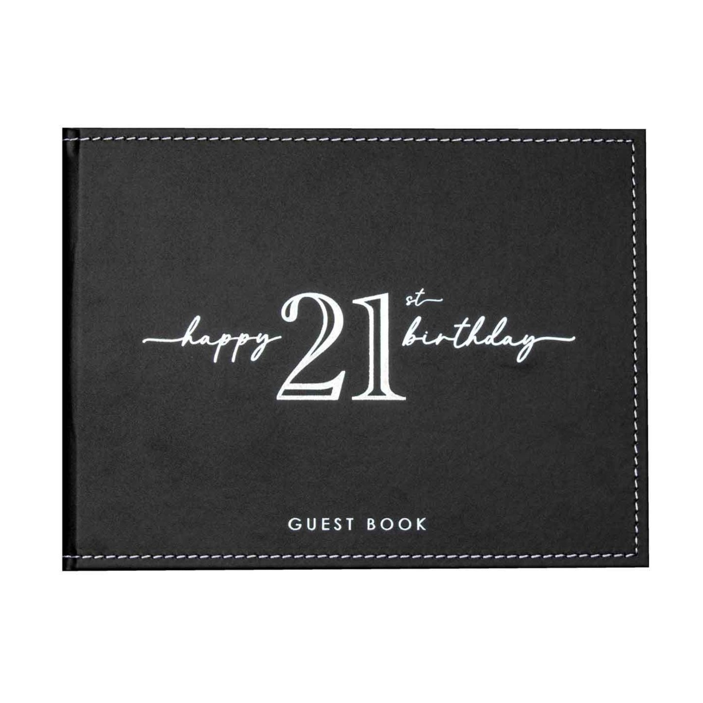 GUEST BOOK BLACK WITH SILVER WRITING 21ST BIRTHDAY