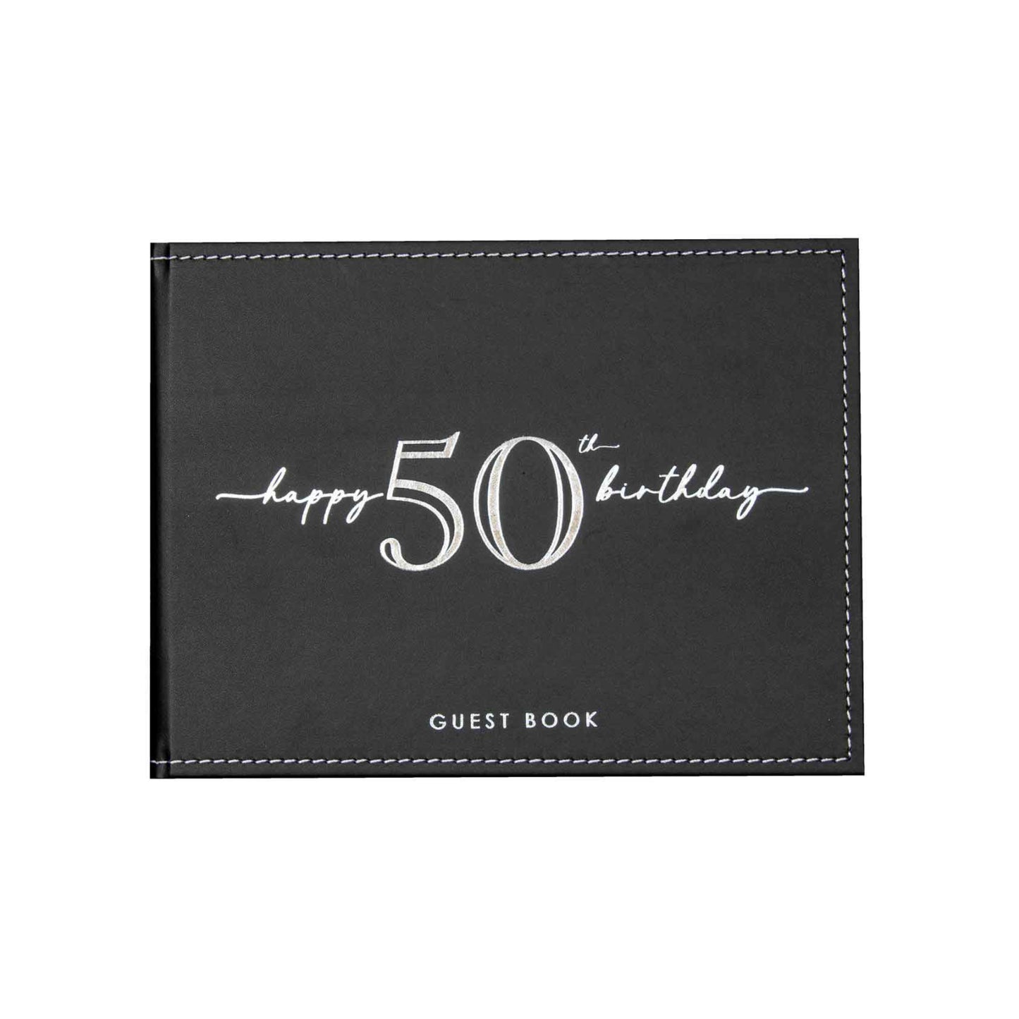 GUEST BOOK BLACK WITH SILVER WRITING 50TH BIRTHDAY