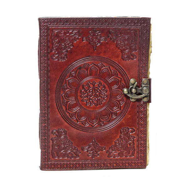 Leather Journal Parchment Style Paper Red Chakra