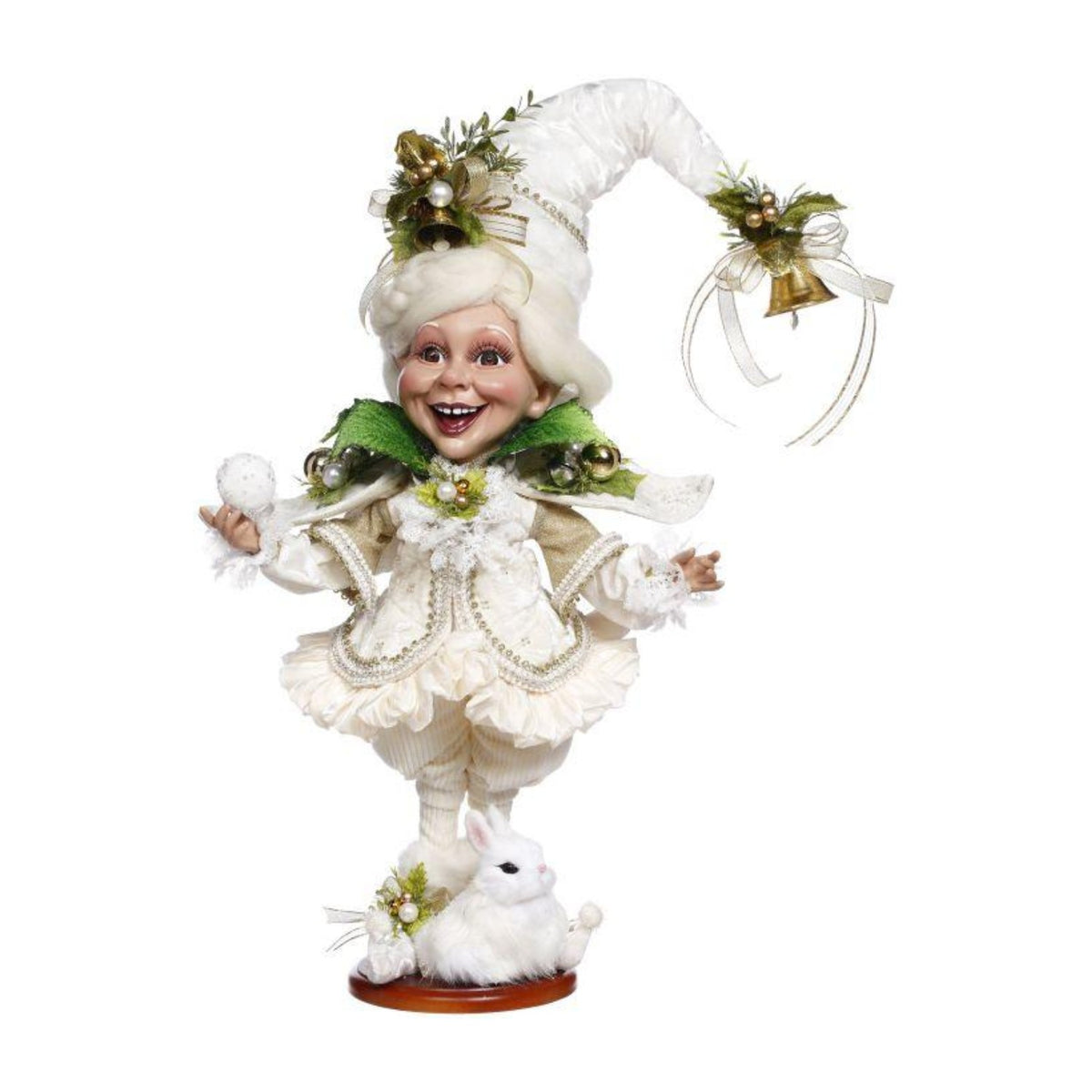 MARK ROBERTS CHRISTMAS SNOW BELLE ELF ON BASE MEDIUM