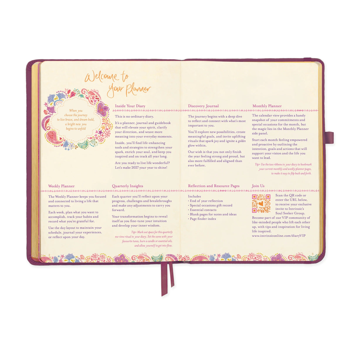 Intrinsic 2027 Diary Planner The Year To Dream Boldly - Burgundy
