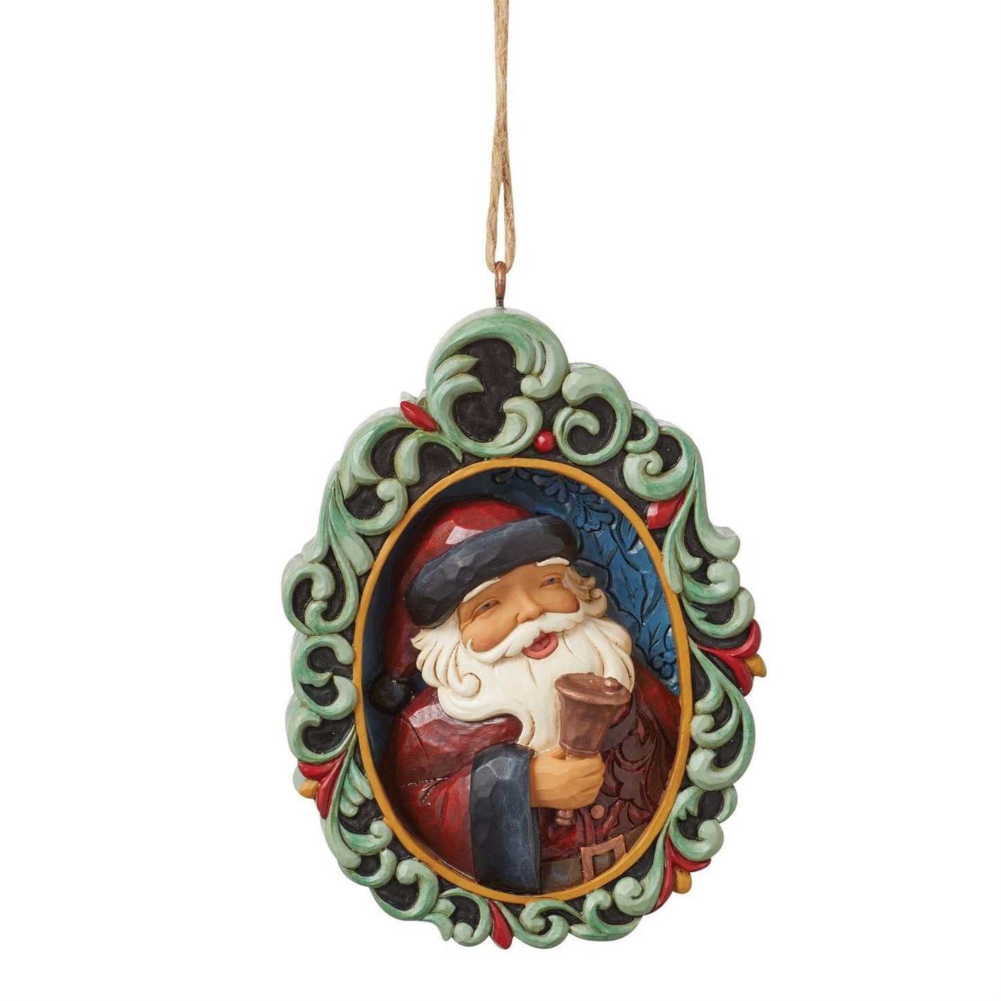 HEARTWOOD CREEK HANGING ORNAMENT PLAQUE SANTA WITH BELL