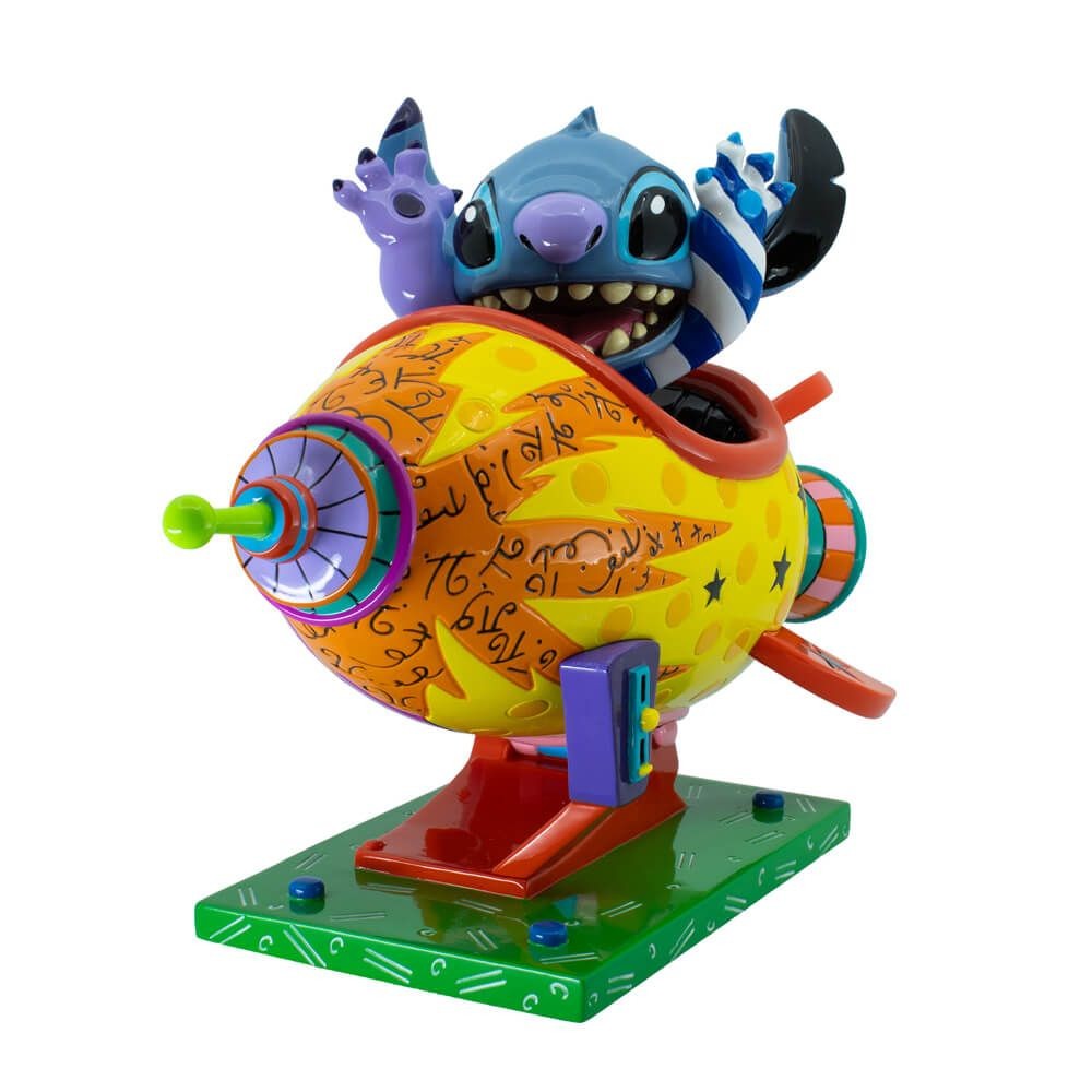 DISNEY BRITTO STITCH IN ROCKET SHIP LARGE FIGURINE