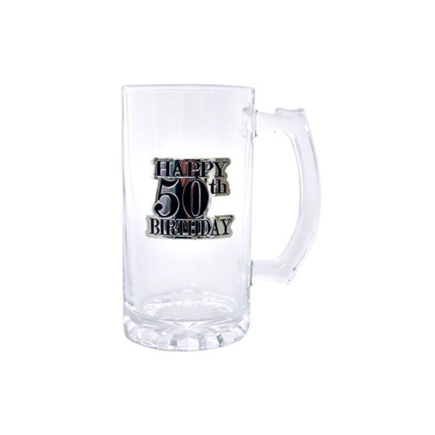 Birthday Beer Stein With Black & Silver Badge 50th