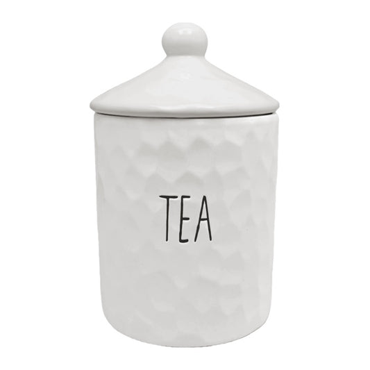 Ceramic Tea Cannister White Spade Design