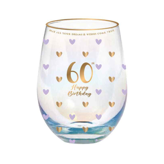 STEMLESS WINE GLASS SWEET HEART 60TH BIRTHDAY