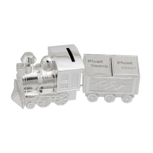MONEY BANK MINI TRAIN WITH FIRST TOOTH & CURL CARRIAGE SILVER