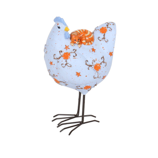 RESIN CHICKEN FIGURINE PENNY "PURRFECTLY WINGING IT"