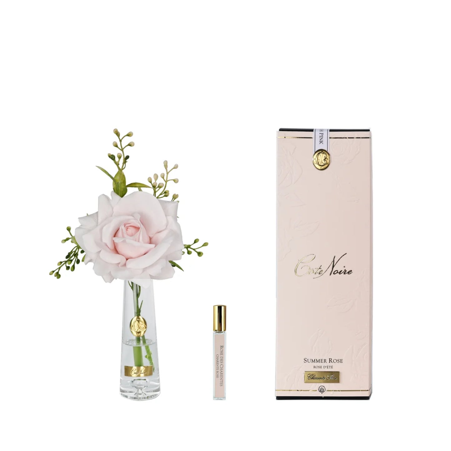 Cote Noire Summer Rose French Pink In Clear Glass With Gold Badge