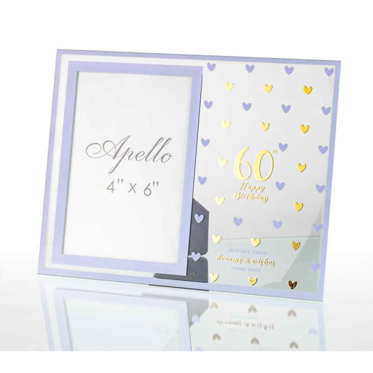Birthday Photo Frame Glass Sweet Hearts 60th
