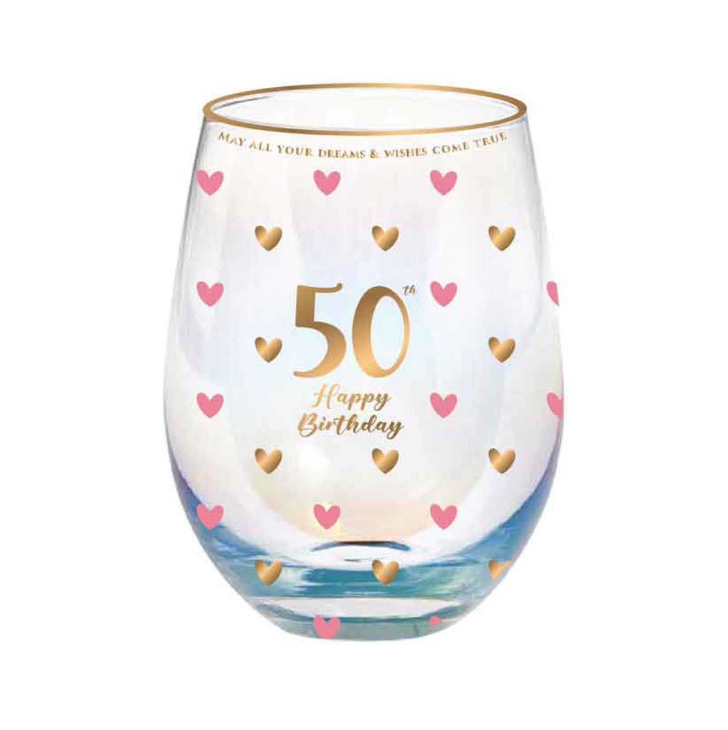 STEMLESS WINE GLASS SWEET HEART 50TH BIRTHDAY