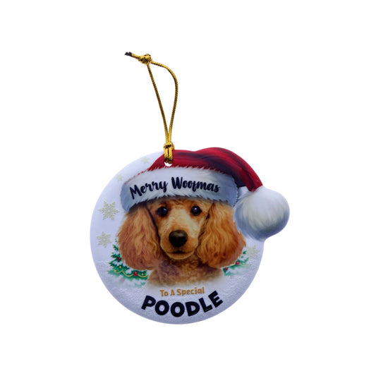 Christmas Sentiment Ceramic Plaque Dog Poodle Brown