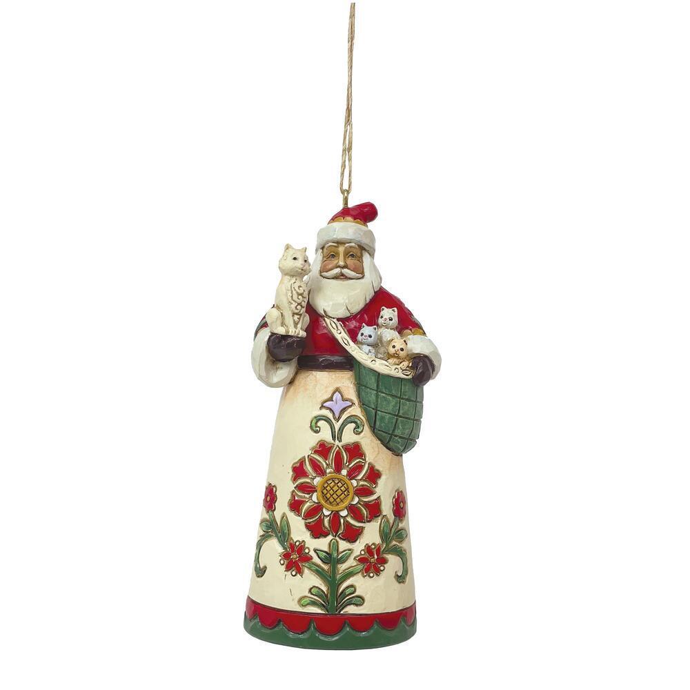 HEARTWOOD CREEK HANGING ORNAMENT SANTA HOLDING CAT