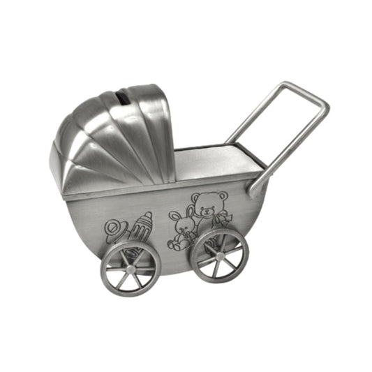 Money Bank Pram Pewter Finish