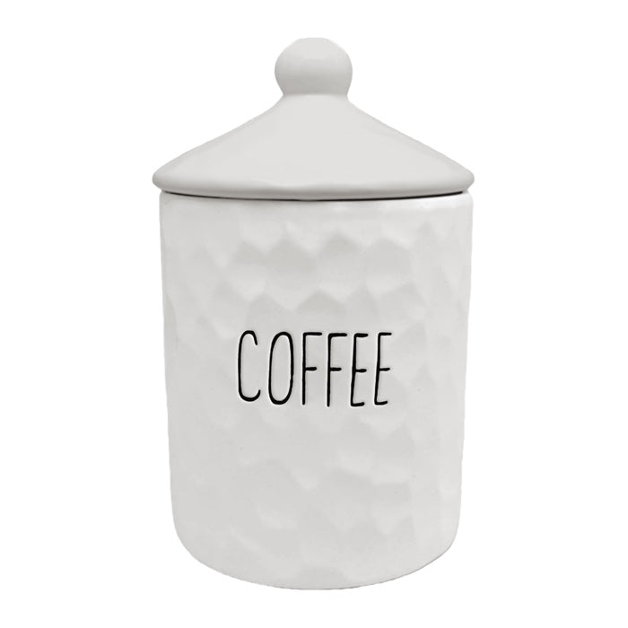 Ceramic Coffee Cannister White Spade Design