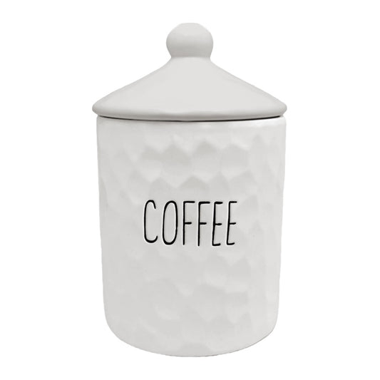 Ceramic Coffee Cannister White Spade Design