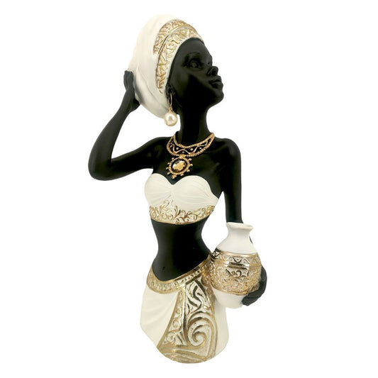 Melanie Resin African Woman Torso With Urn Figurine