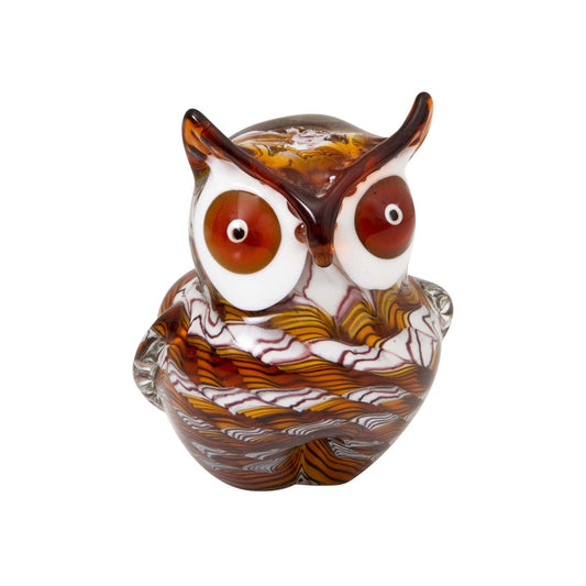ZIBO ART GLASS OWL BROWN PARLIAMENT