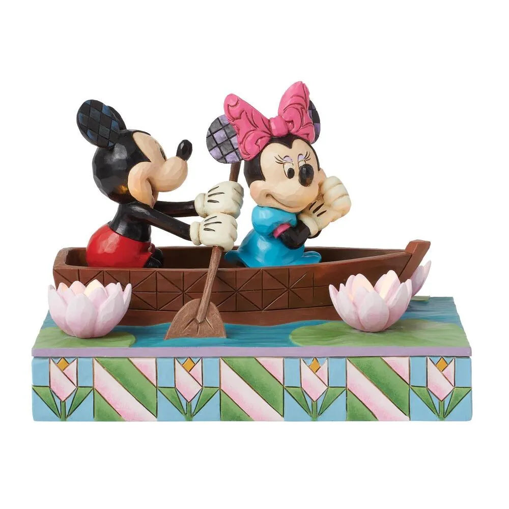 DISNEY TRADITIONS BY JIM SHORE MICKEY AND MINNIE LED LOVE ROWBOAT
