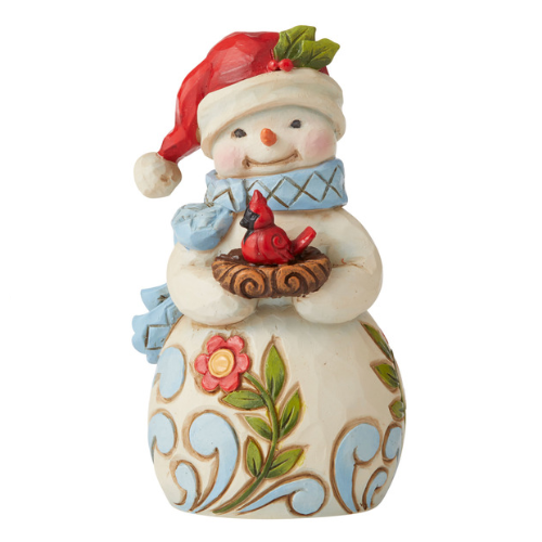HEARTWOOD CREEK SNOWMAN WITH CARDINAL 8CM