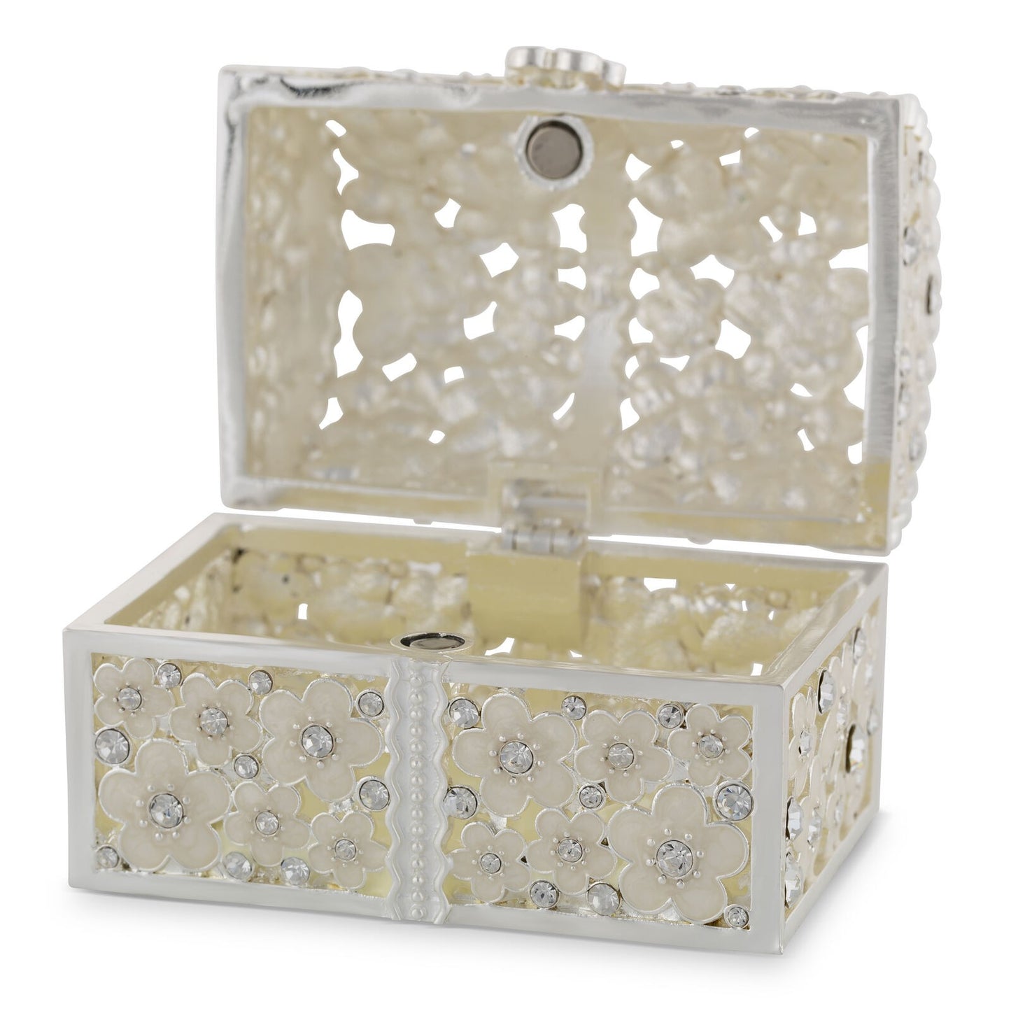 Jewellery Box Trinket Alice White Daisy Trunk Shape