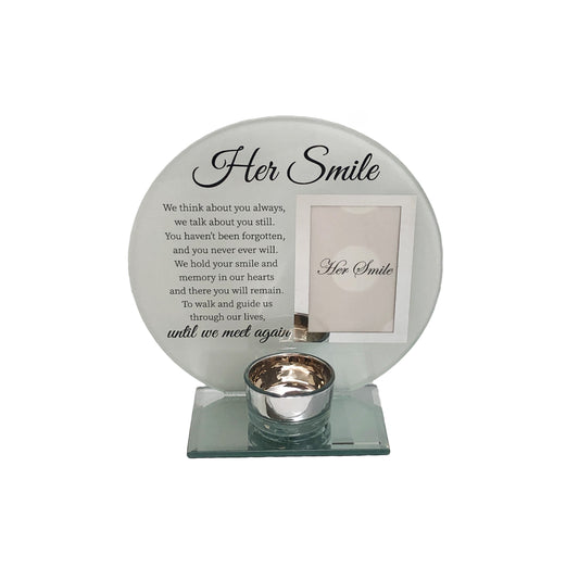 MEMORIAL GLASS VERSE PHOTO FRAME HER SMILE