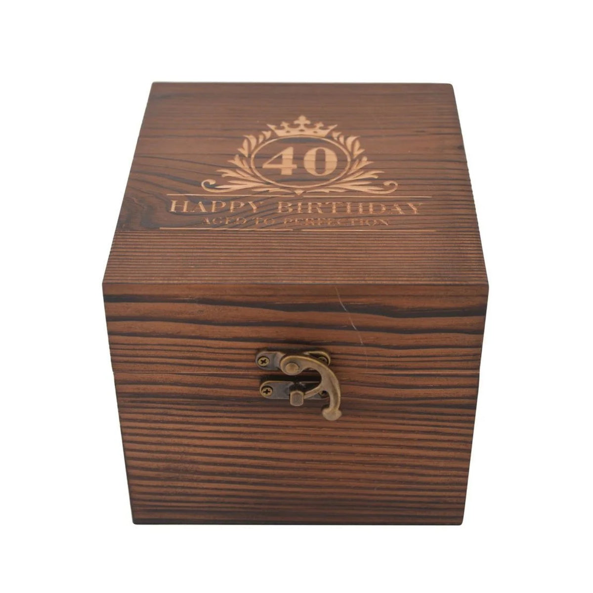 Birthday Whiskey Glass & Slate Coaster Set in Wooden Box 40th
