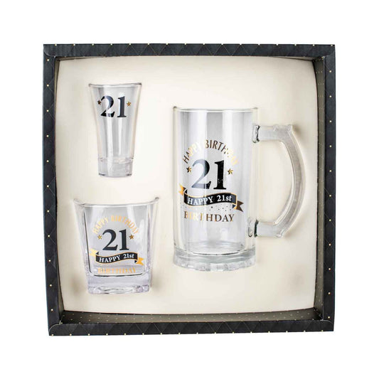 STEIN WHISKY AND SHOT SET 21ST BIRTHDAY