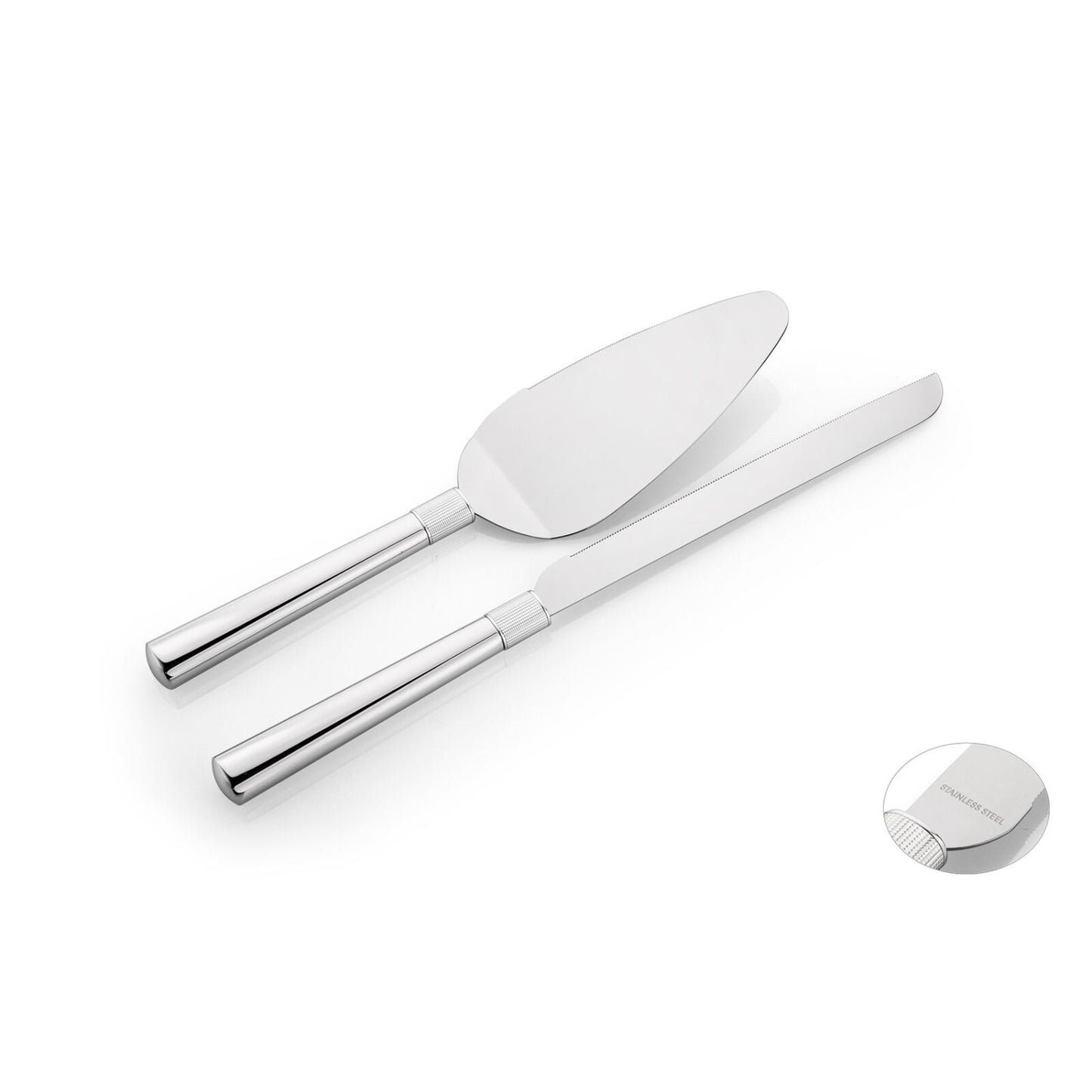 WHITEHILL CAKE KNIFE & SERVER WITH SILVER BAND SET