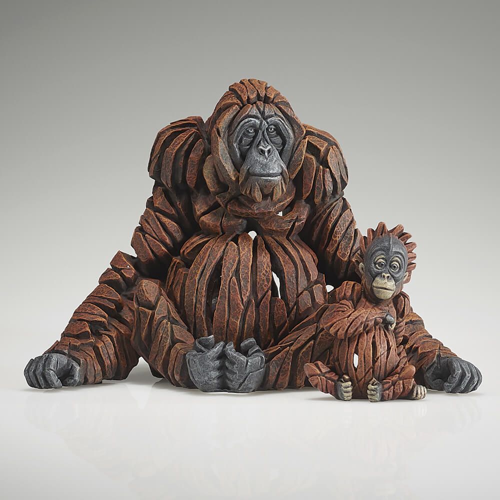 EDGE SCULPTURE MINIATURE ORANGUTAN SET MOTHER & BABY