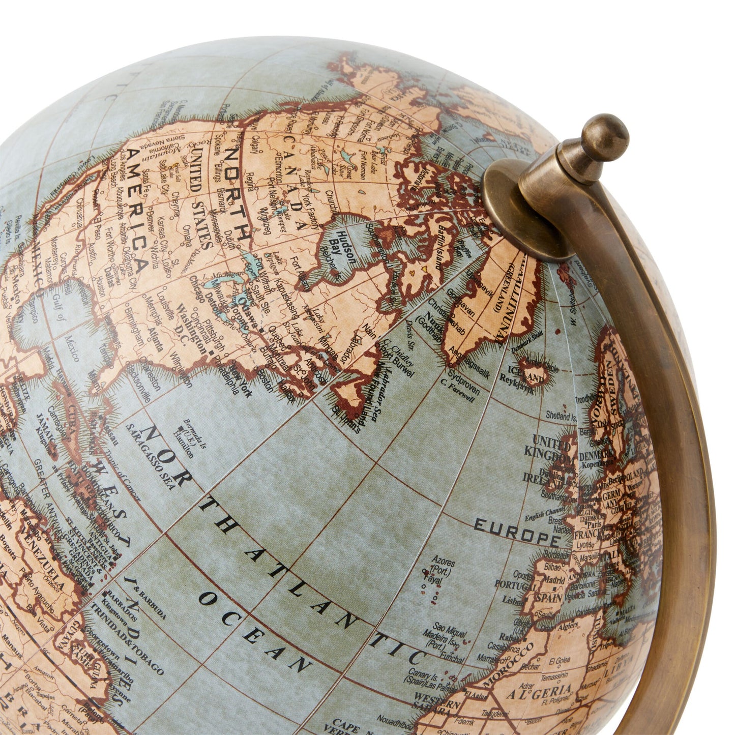 World Globe Brass & Wood Blue