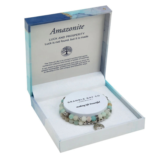 Bramble Bay Duo Bracelet Set Amazonite Matte Rhodium