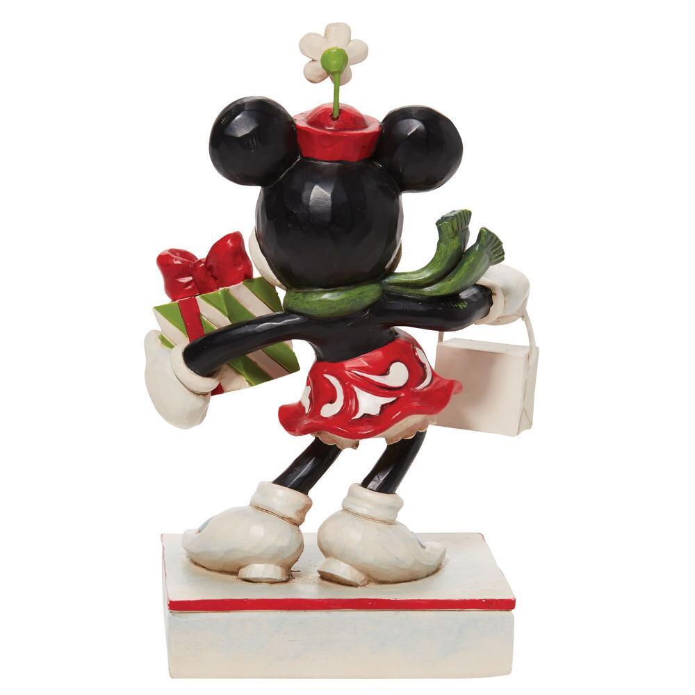 DISNEY TRADITIONS BY JIM SHORE MINNIE WITH BAG & GIFT 13CM