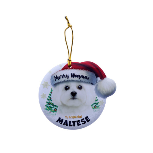 Christmas Sentiment Ceramic Plaque Dog Maltese