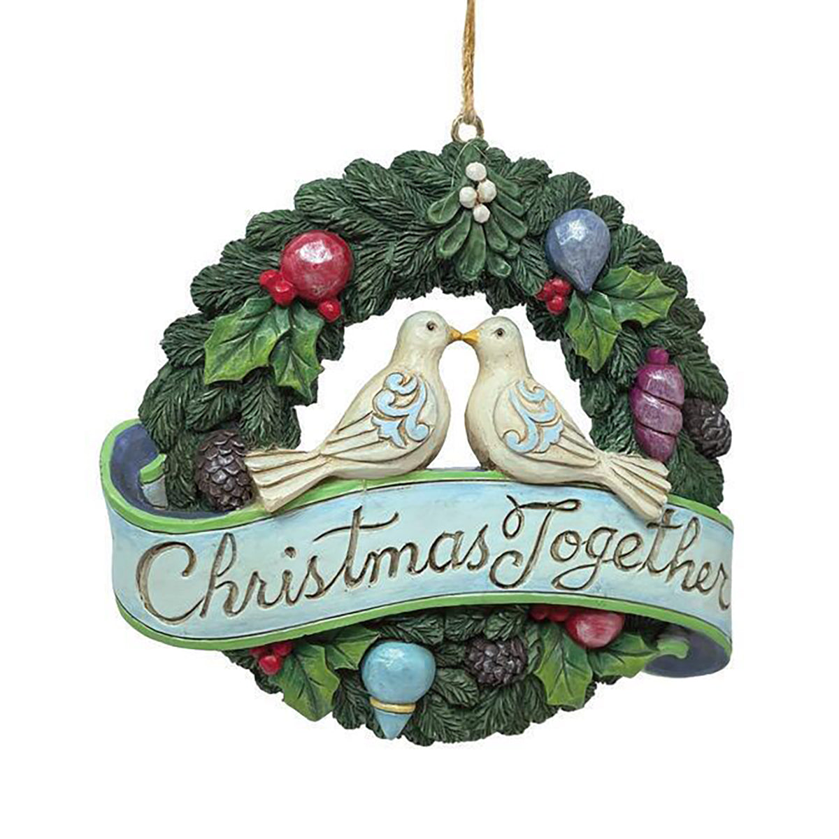 Heartwood Creek By Jim Shore Wreath With Birds Christmas Together Hanging Ornament