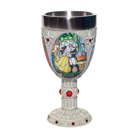 Disney Showcase Beauty and the Beast Stained Glass Scenes Decorative Chalice Goblet Cup