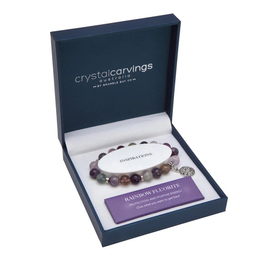 Bramble Bay Bracelet Rainbow Flourite Tree Of Life Charm