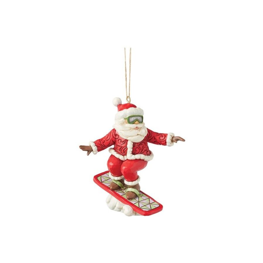 Heartwood Creek By Jim Shore Santa Snowboarding Hanging Ornament
