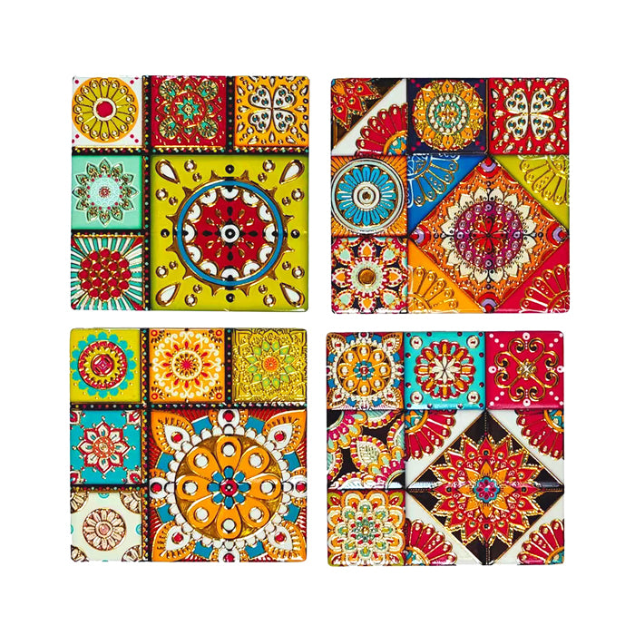 CERAMIC COASTERS SQUARE SET OF 4 FLICKA
