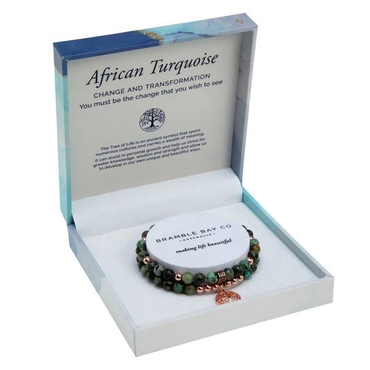 Bramble Bay Duo Bracelet Set African Turquoise Rose Gold